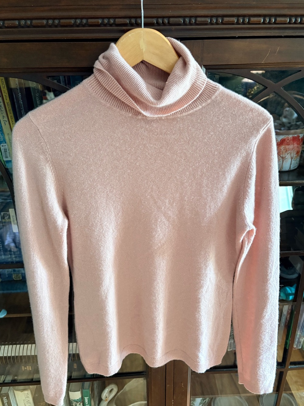 Garnet Hill Blush Cashmere Turtleneck Sweater